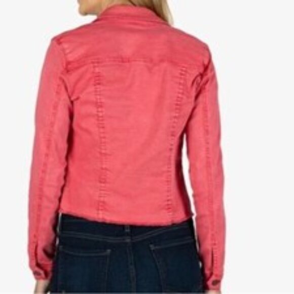 Kut from the Kloth Fray Hem Red Denim Jacket Large - Picture 3 of 9